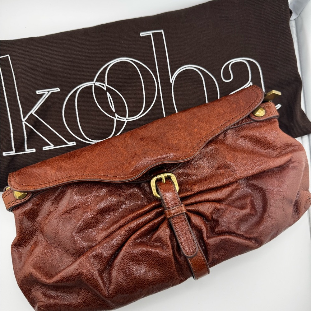 Kooba Brown Gathered Leather Wristlet
